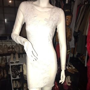 Sexy white Long sleeve sheer dress
